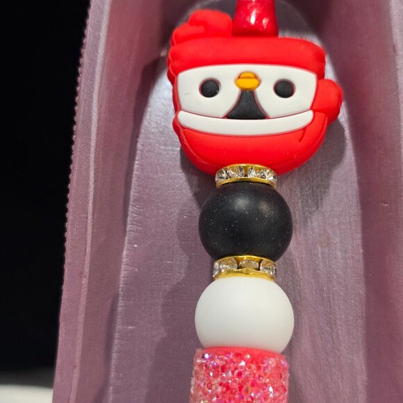 Pick-a-Pretty Penguin Pen Holiday Red or Gray by PenGwensPosh-w/Black Ink - Picture 3 of 7